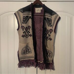 Anthropologie Wool Vest with Fringe